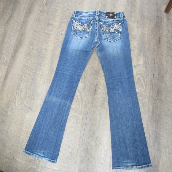 Bed Stu Denim - Miss Me Jeans Size 26 Women’s Boot Cut Bling Embroidered Floral